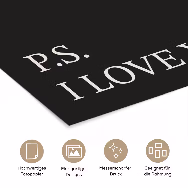 Zwart - Minimalistisch - Valentijn poster papier klein -tcloseup_DE
