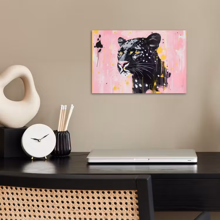 Zwart - Panter - Roze - Abstract poster papier klein -sfeer1
