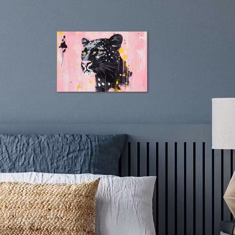 Zwart - Panter - Roze - Abstract poster papier klein -sfeer2