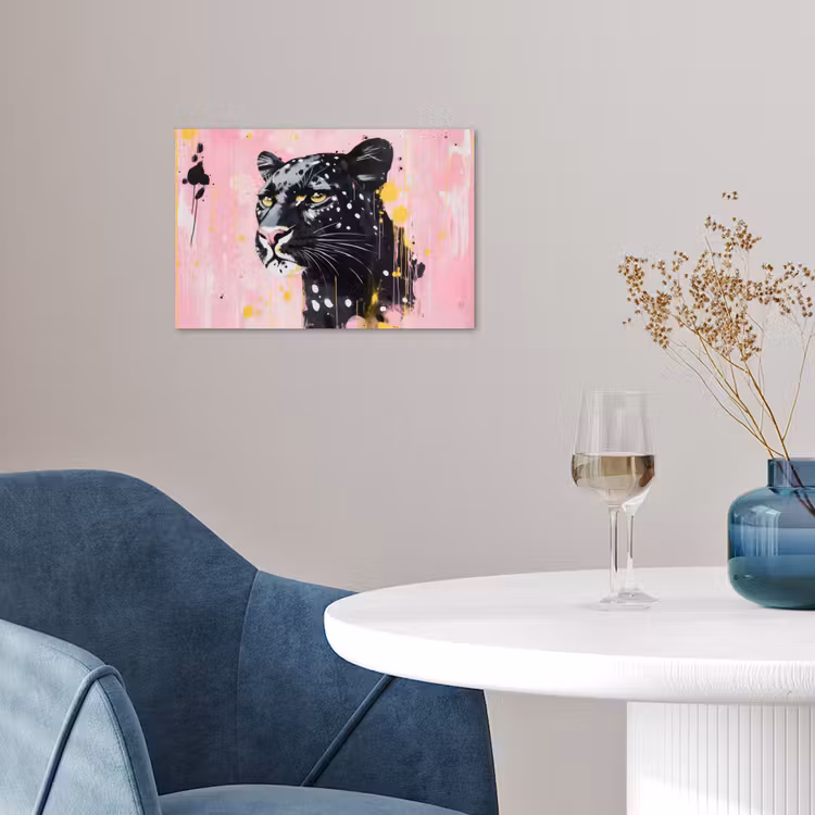 Zwart - Panter - Roze - Abstract poster papier klein -sfeer3