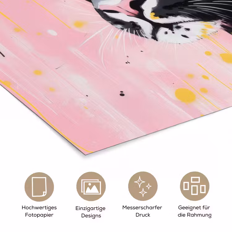Zwart - Panter - Roze - Abstract poster papier klein -tcloseup_DE