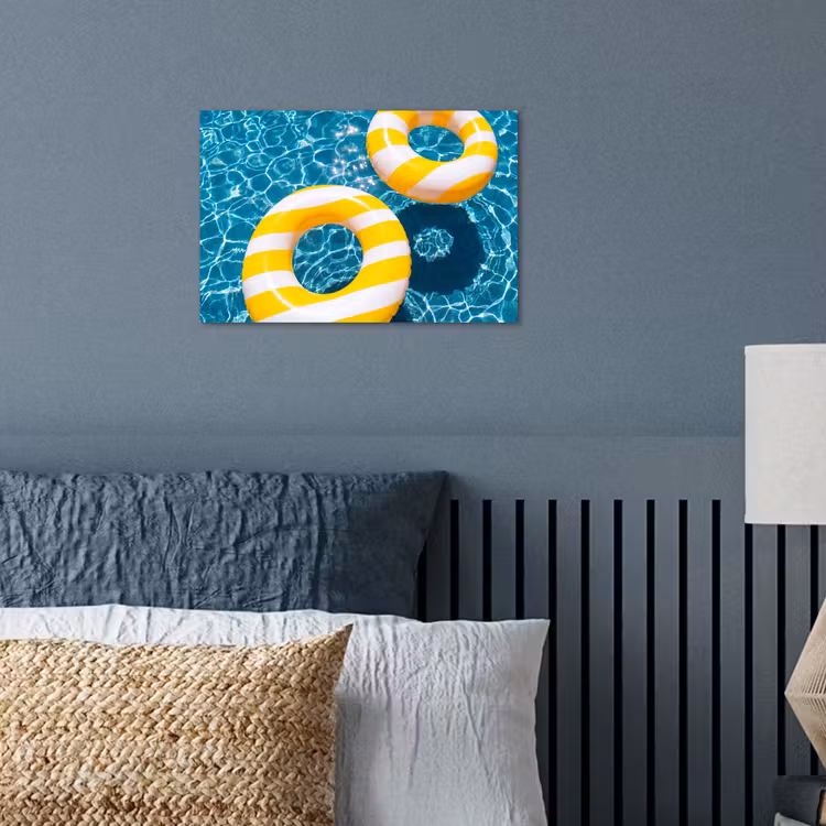 Zwembad - Zwembanden - Zomer - Geel - Blauw poster papier klein -sfeer2