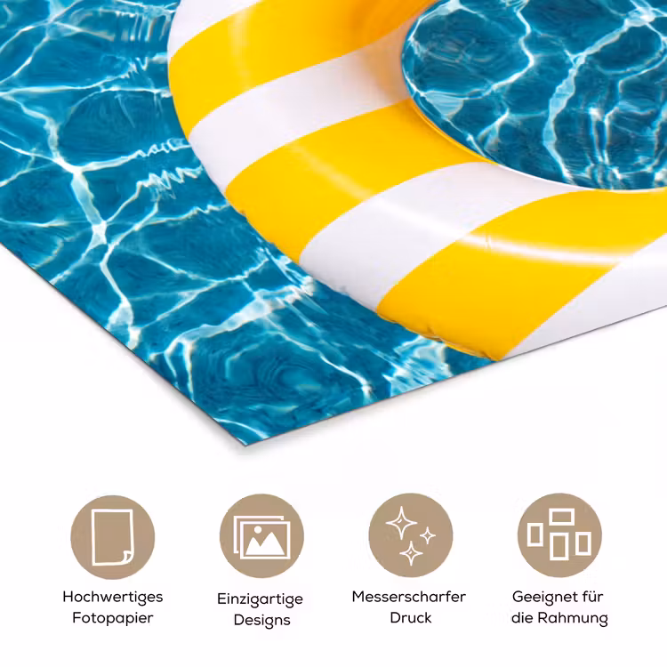 Zwembad - Zwembanden - Zomer - Geel - Blauw poster papier klein -tcloseup_DE