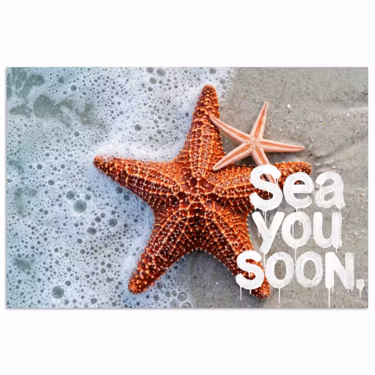 Sea you soon - Zeester - Zee poster papier klein -3d