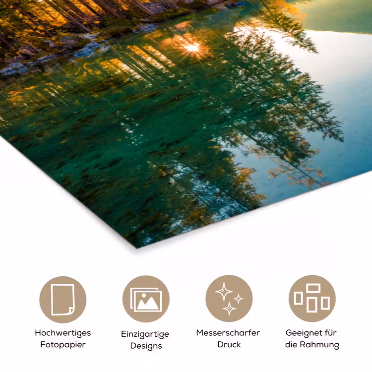 Meer - Bos - Bergen - Natuur - Zon - Landschap poster papier klein -tcloseup_DE