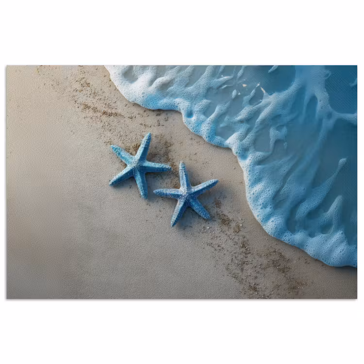 Zeesterren - Zand - Zee - Blauw poster papier klein -3d