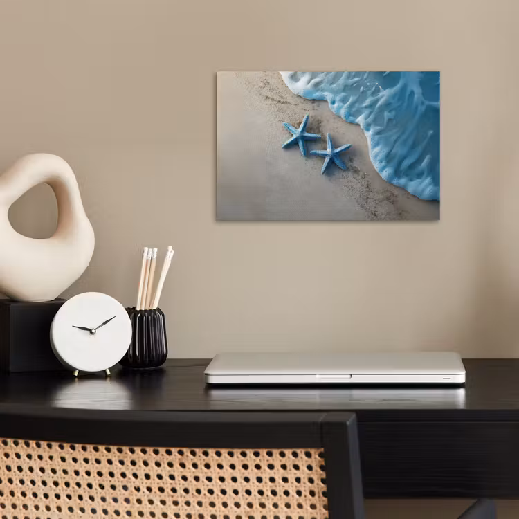 Zeesterren - Zand - Zee - Blauw poster papier klein -sfeer1