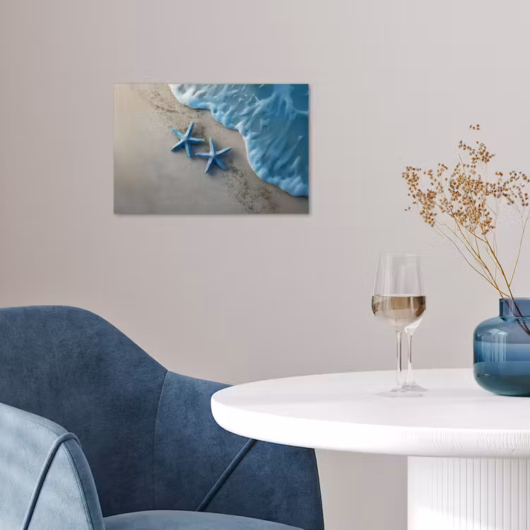 Zeesterren - Zand - Zee - Blauw poster papier klein -sfeer3