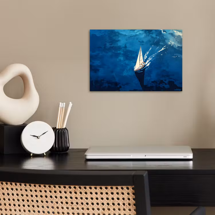Zeilboot - Water - Abstract - Schaduw poster papier klein -sfeer1