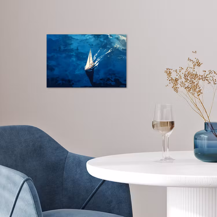 Zeilboot - Water - Abstract - Schaduw poster papier klein -sfeer3