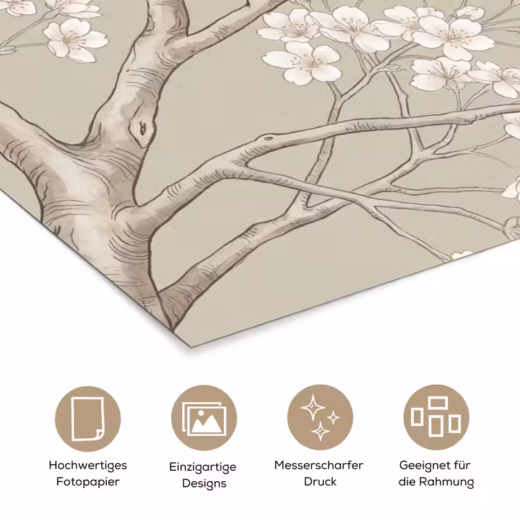 Sereen - Bloesem - Wit poster papier klein -tcloseup_DE