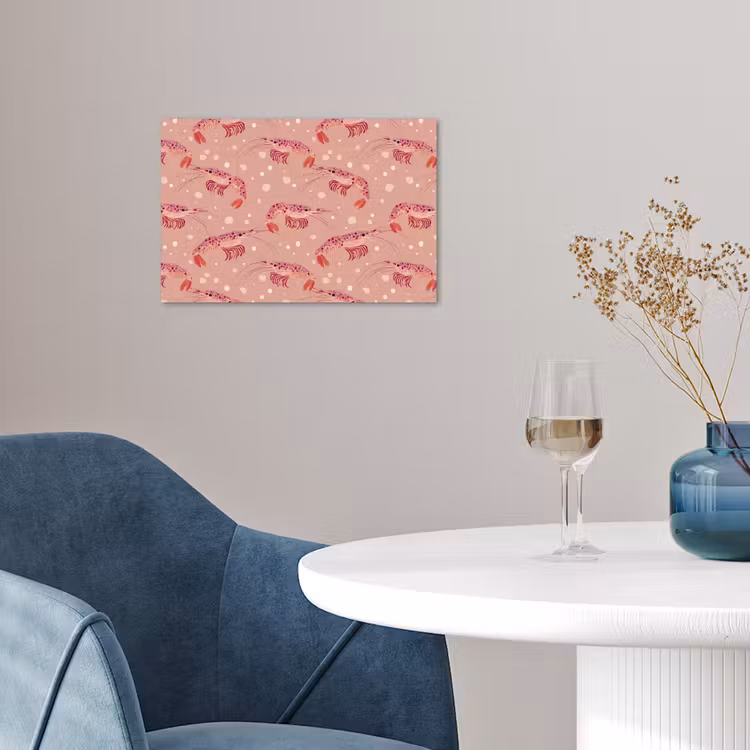 Garnalen - Stippen - Roze poster papier klein 62 -sfeer3