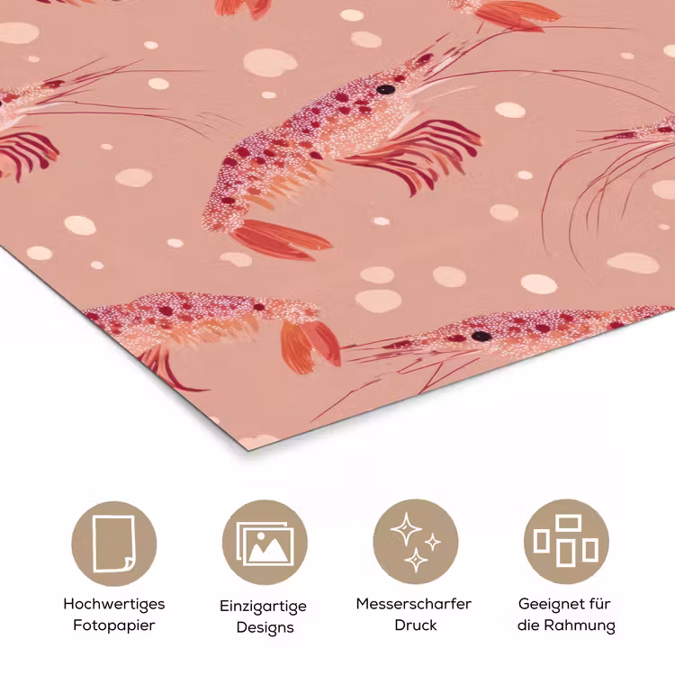 Garnalen - Stippen - Roze poster papier klein 62 -tcloseup_DE