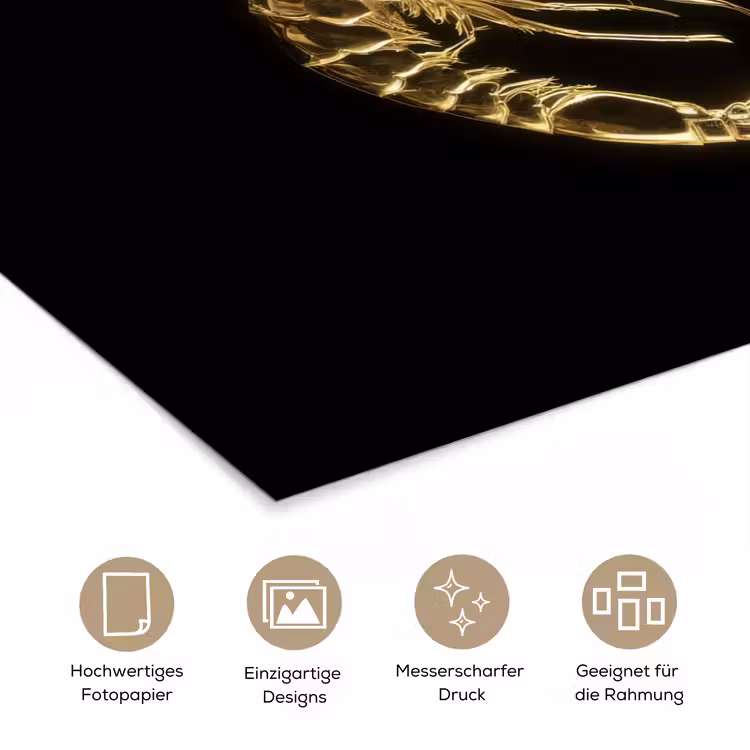 Garnalen - Zwart - Goud - Dieren poster papier klein -tcloseup_DE
