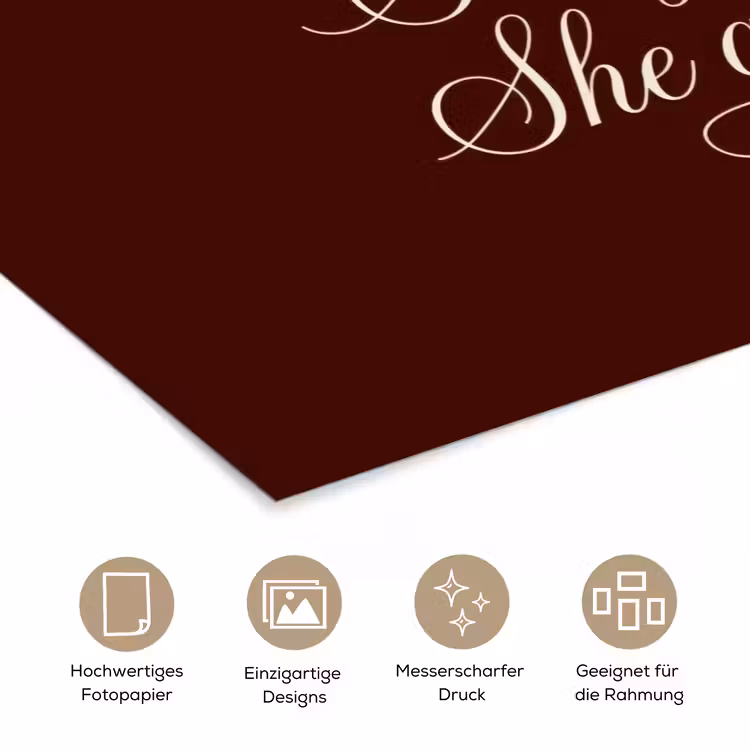 She plans she glows she achieves - Rood - Cursief poster papier klein -tcloseup_DE
