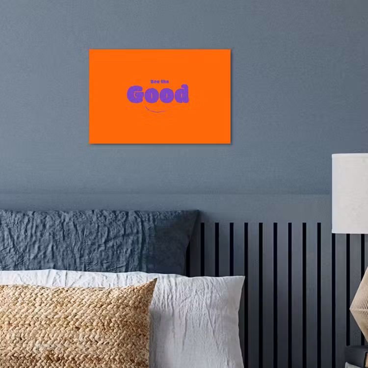 See the good - Paars - Oranje - Smiley poster papier klein -sfeer2