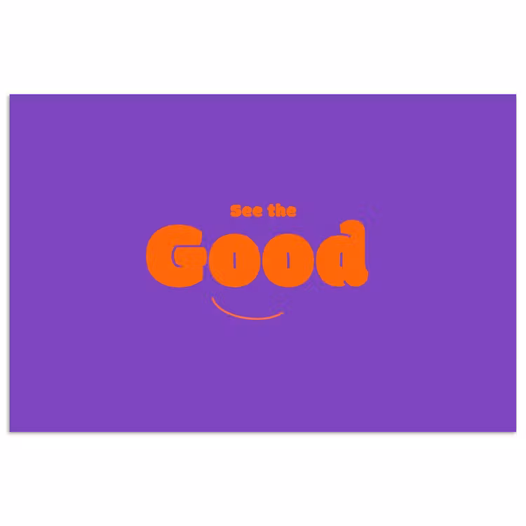 See the good - Oranje - Paars - Smiley poster papier klein -3d