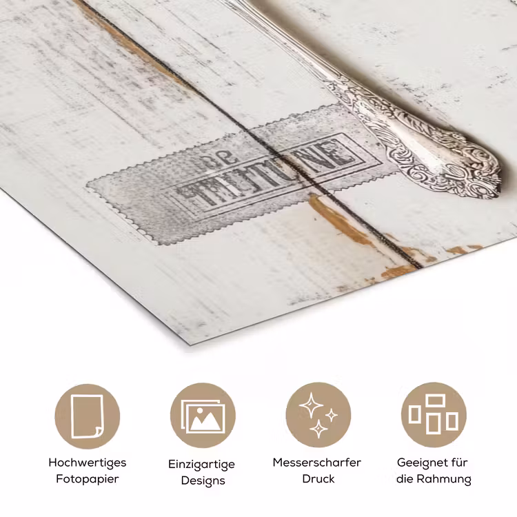 Zilver - Bestek - Hout poster papier klein -tcloseup_DE