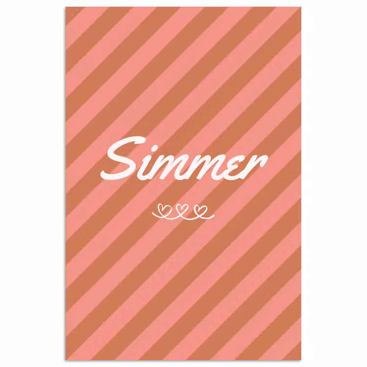 Simmer - Hartjes - Strepen - Roze poster papier klein -3d