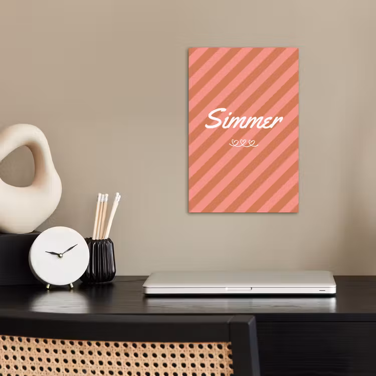 Simmer - Hartjes - Strepen - Roze poster papier klein -sfeer1