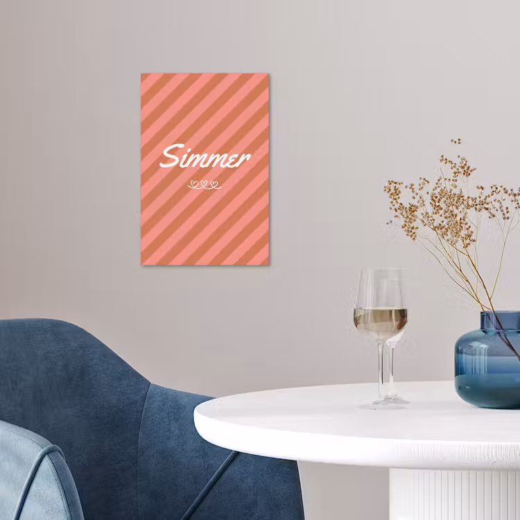 Simmer - Hartjes - Strepen - Roze poster papier klein -sfeer3