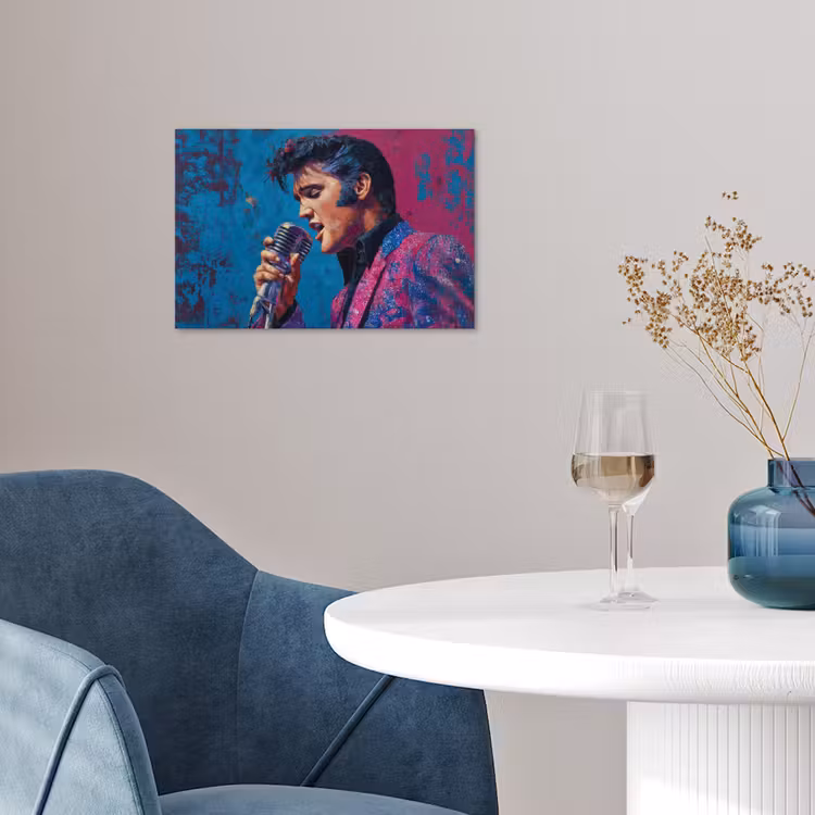 Zingende man - Glitterjas - Microfoon poster papier klein -sfeer3