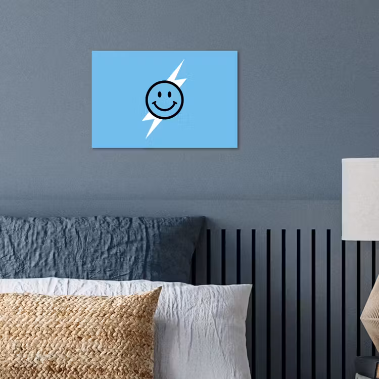 Smiley - Blauw - Bliksem poster papier klein -sfeer2