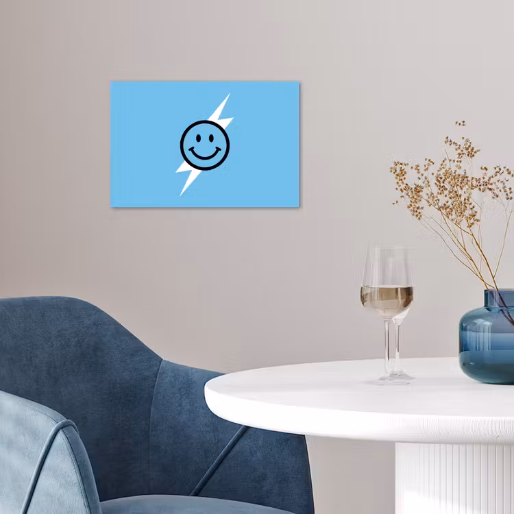 Smiley - Blauw - Bliksem poster papier klein -sfeer3