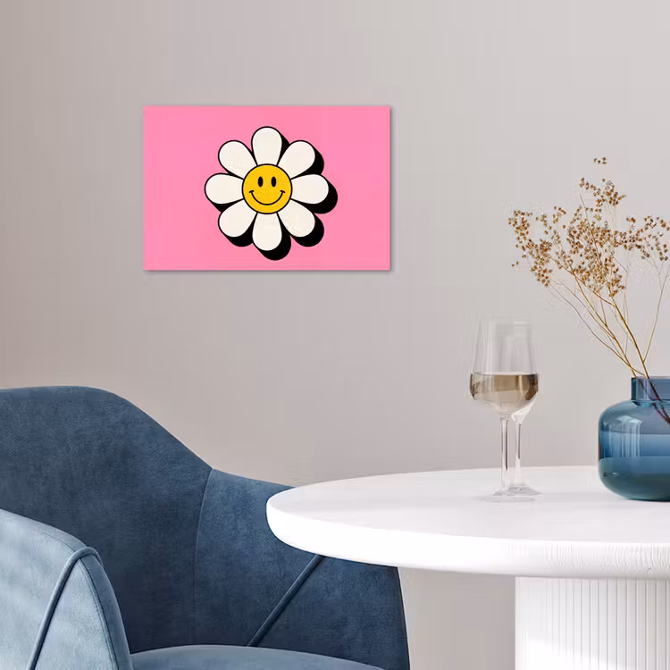Smiley - Bloem - Roze poster papier klein -sfeer3