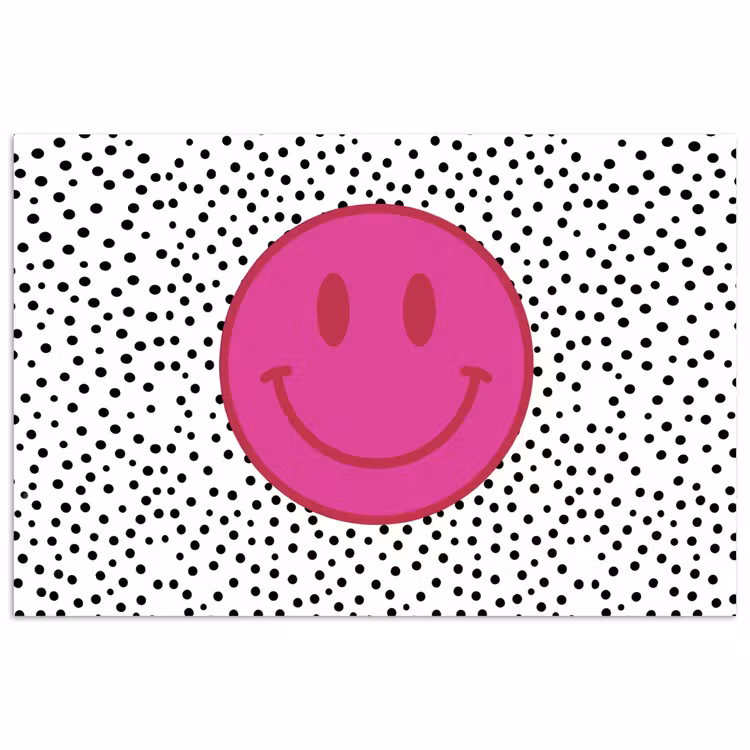 Smiley - Roze - Stippen poster papier klein -3d