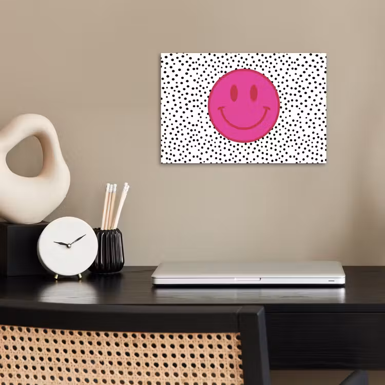 Smiley - Roze - Stippen poster papier klein -sfeer1