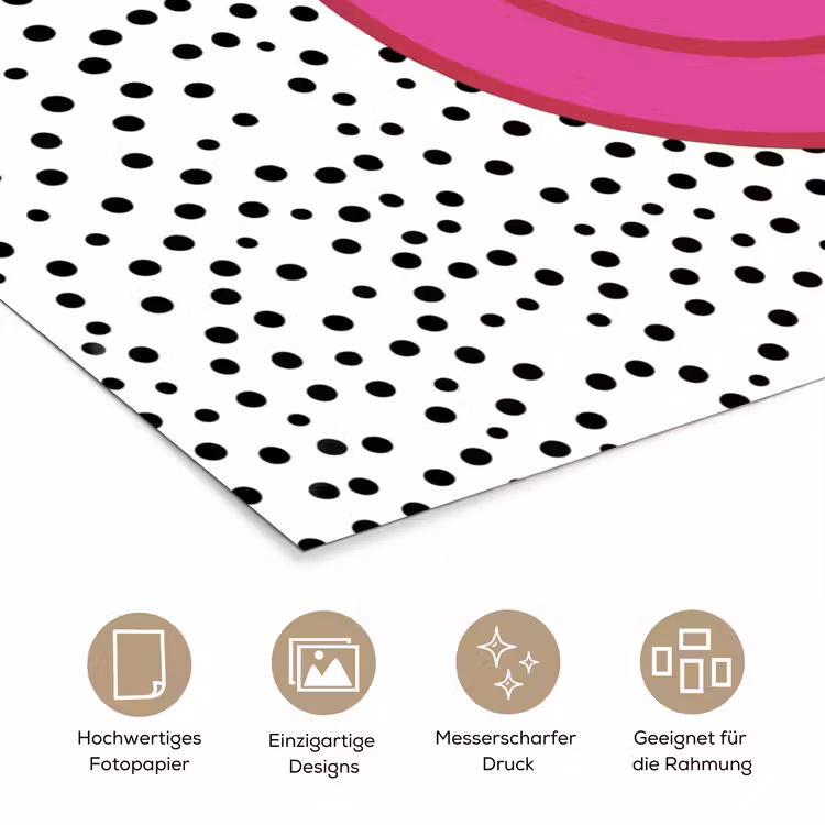 Smiley - Roze - Stippen poster papier klein -tcloseup_DE