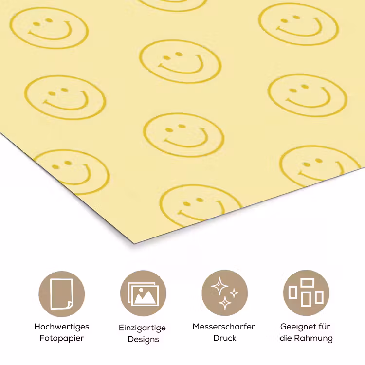 Smileys - Patroon - Retro - Zachtgeel poster papier klein 62 -tcloseup_DE