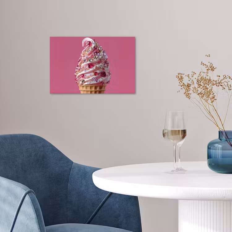Softijs - Edelstenen - Roze - Hoorntje poster papier klein -sfeer3