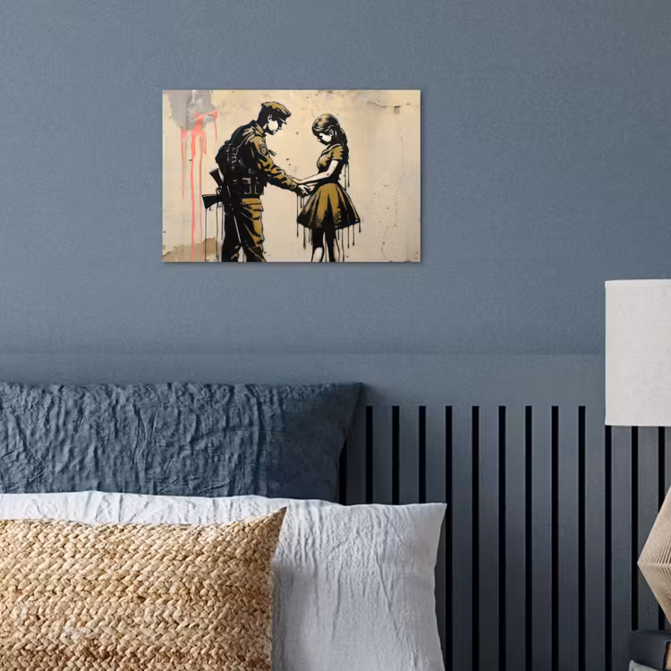 Soldaat - Meisje - Bruin - Graffiti poster papier klein -sfeer2