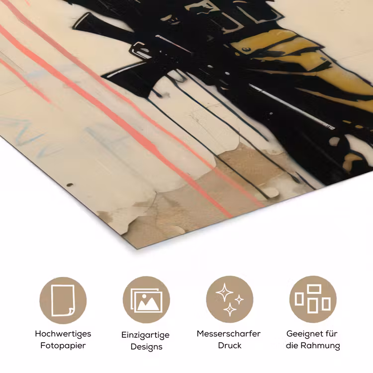 Soldaat - Meisje - Bruin - Graffiti poster papier klein -tcloseup_DE