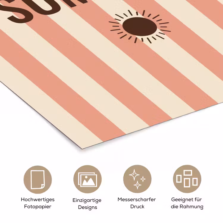 Zomer - Quote - Strepen poster papier klein -tcloseup_DE