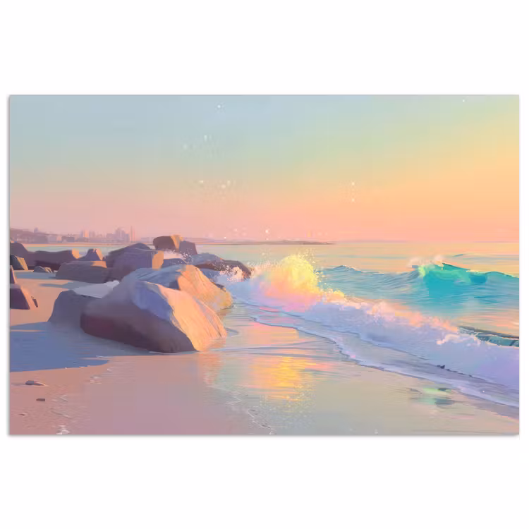 Zomerlicht - Strand - Fonkelende accenten poster papier klein -3d