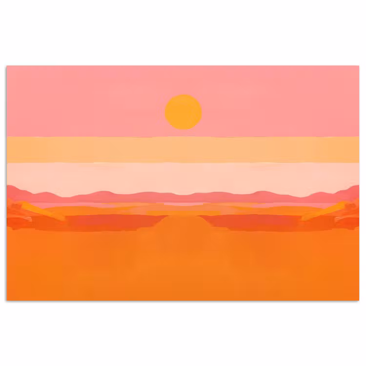 Zon - Abstract - Landschap - Oranje poster papier klein -3d