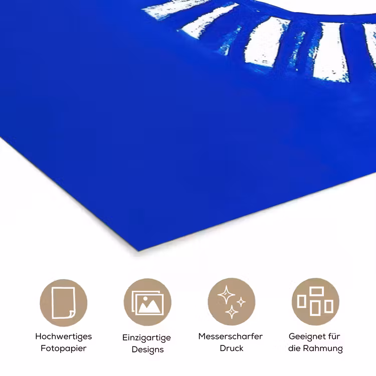 Zon - Gezicht - Penseelstructuur - Blauw poster papier klein -tcloseup_DE