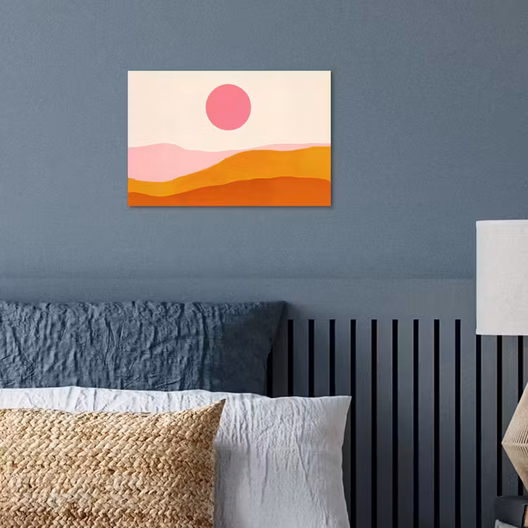 Zon - Heuvels - Abstract - Roze poster papier klein -sfeer2