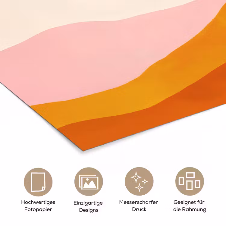 Zon - Heuvels - Abstract - Roze poster papier klein -tcloseup_DE
