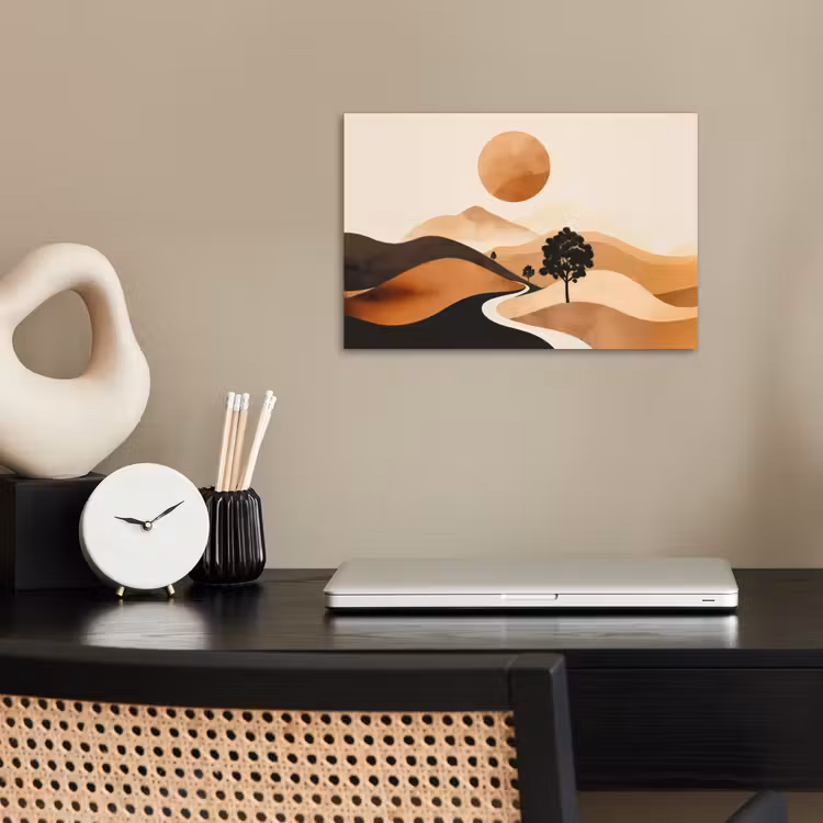 Zon - Heuvels - Boom - Abstract poster papier klein -sfeer1
