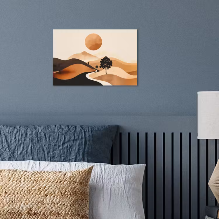 Zon - Heuvels - Boom - Abstract poster papier klein -sfeer2