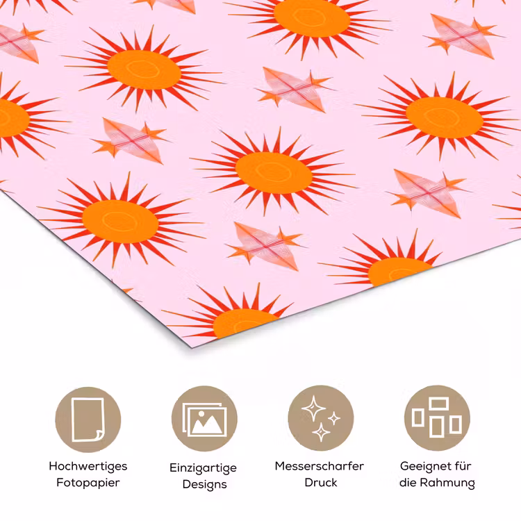 Zon - Patroon - Roze poster papier klein 62 -tcloseup_DE