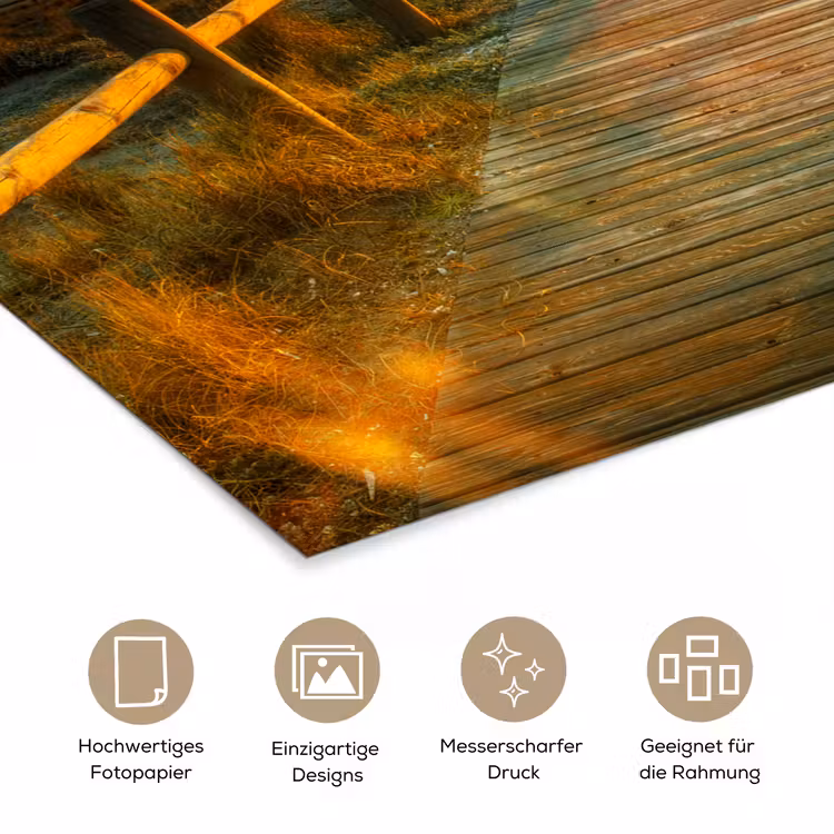 Zon - Strand - Duin - Horizon - Gras - Pad - Oranje poster papier klein -tcloseup_DE