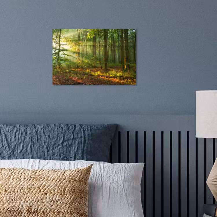 Zon - Bos - Bomen - Natuur - Herfst poster papier klein -sfeer2