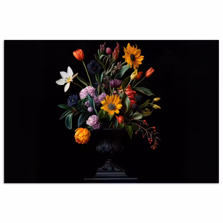 Zonnebloemen - Boeket - Kleurrijk poster papier klein -3d