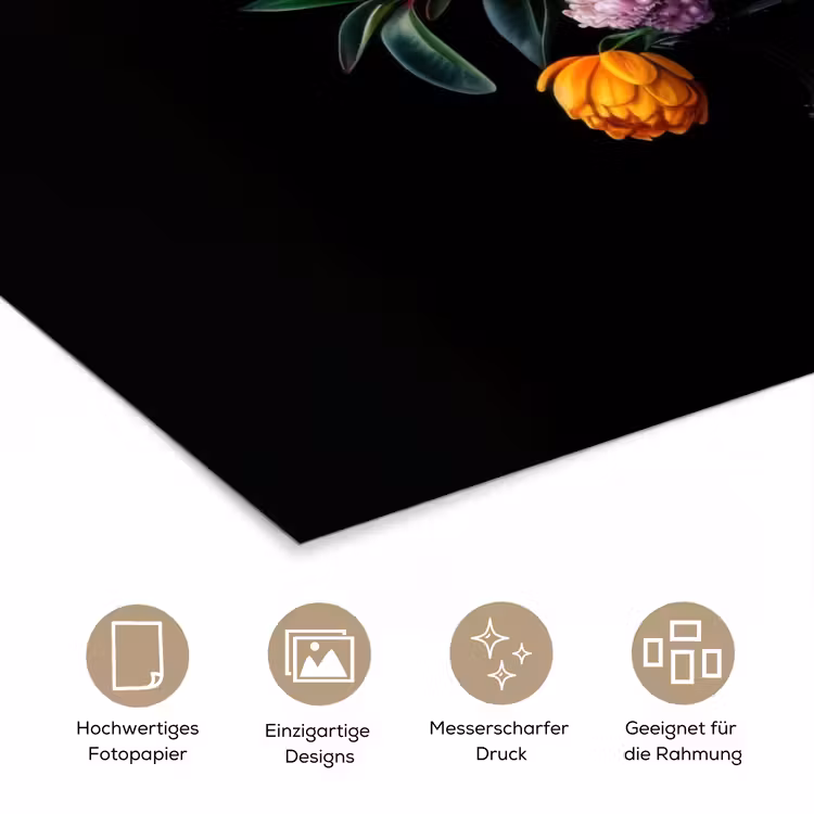 Zonnebloemen - Boeket - Kleurrijk poster papier klein -tcloseup_DE