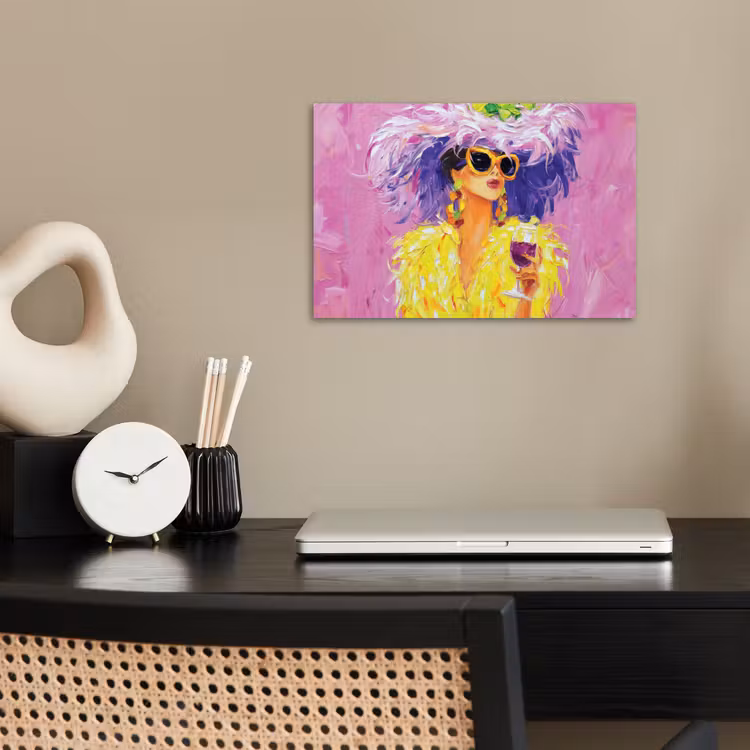 Zonnebril - Vrouw - Jas - Veren poster papier klein -sfeer1
